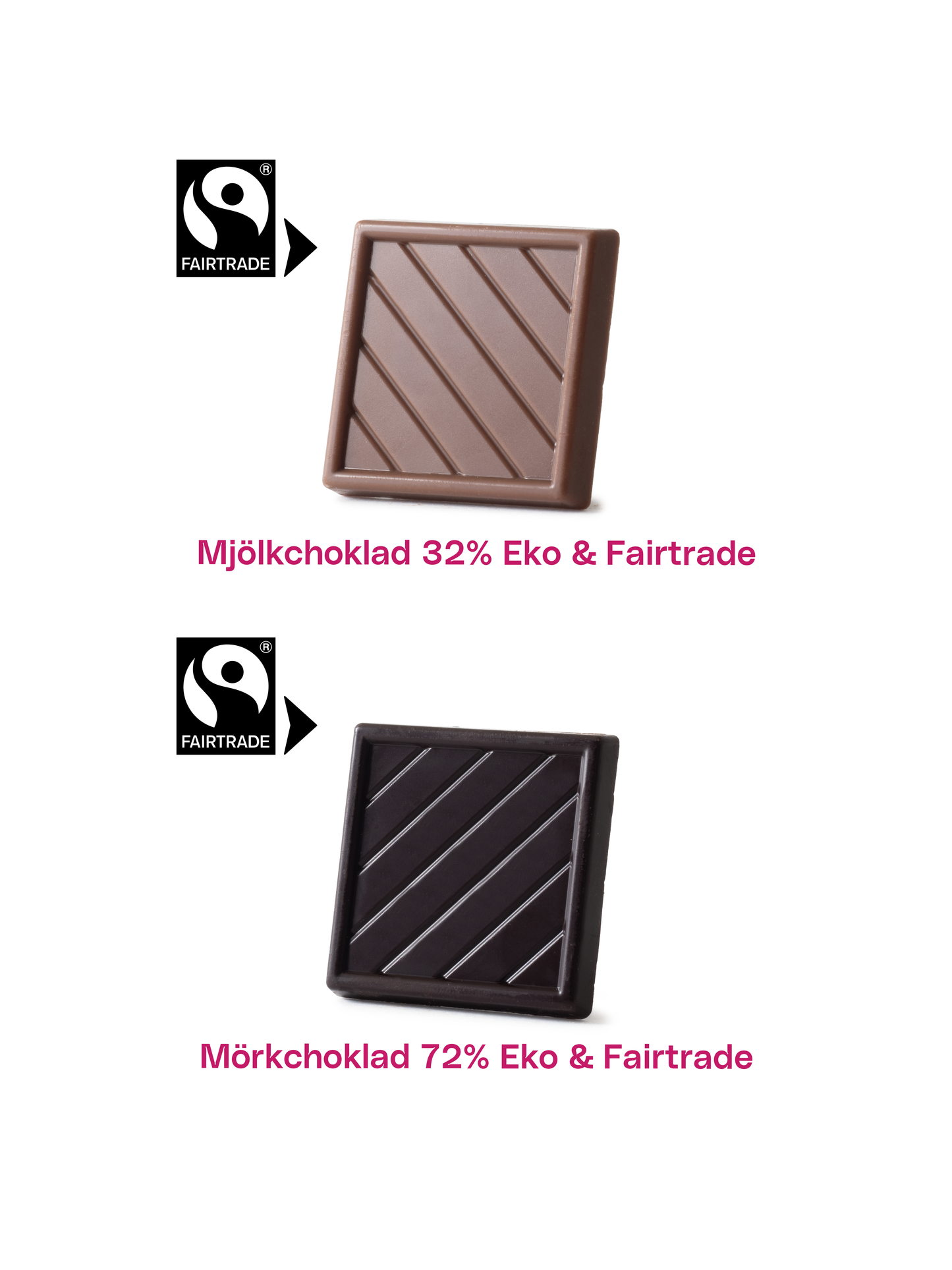 Chokladkvadrater 5g Eko & Fairtrade Standard
